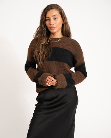 TILTIL Dee Oversized Striped Pullover Brown - Things I Like Things I Love