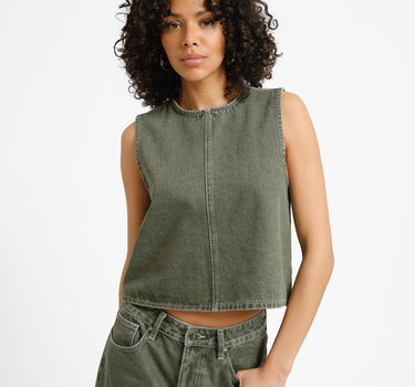 TILTIL Denim Ted Top Green - Things I Like Things I Love