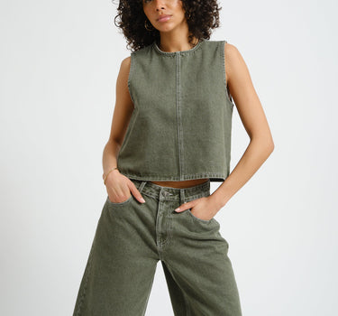 TILTIL Denim Ted Top Green - Things I Like Things I Love