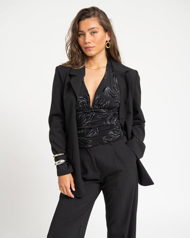 TILTIL Dina Mesh Velvet Sparkle Top Black - Things I Like Things I Love