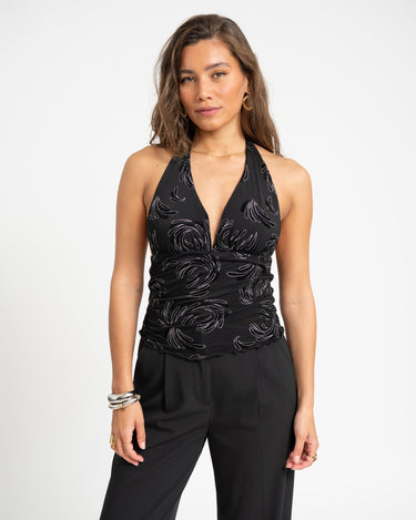 TILTIL Dina Mesh Velvet Sparkle Top Black - Things I Like Things I Love