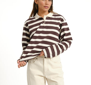 TILTIL Doka Polo Long Sleeve Bruin - Things I Like Things I Love