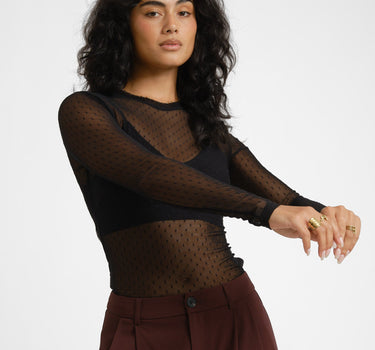 TILTIL Dotted Mesh Longsleeve Zwart - Things I Like Things I Love
