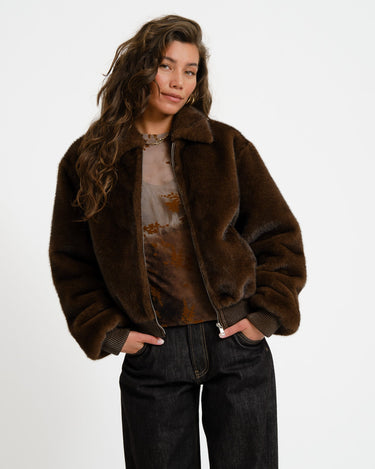 TILTIL Elena Furry Bomber Bruin - Things I Like Things I Love