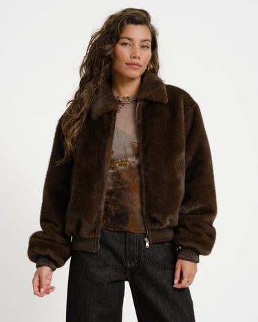TILTIL Elena Furry Bomber Bruin - Things I Like Things I Love