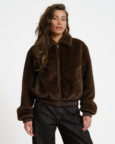 TILTIL Elena Furry Bomber Bruin - Things I Like Things I Love