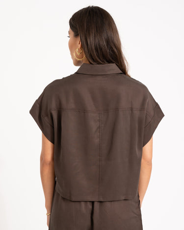 TILTIL Elin Short Sleeve Blouse Brown - Things I Like Things I Love