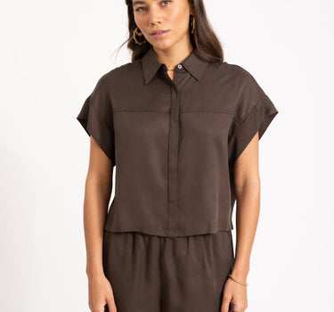 TILTIL Elin Short Sleeve Blouse Brown - Things I Like Things I Love