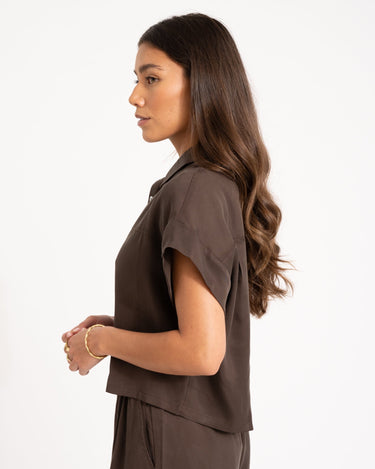 TILTIL Elin Short Sleeve Blouse Brown - Things I Like Things I Love