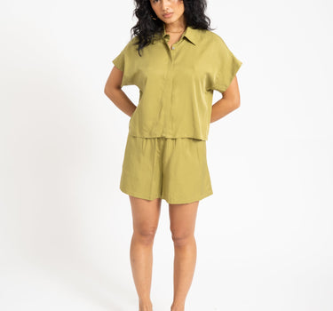 TILTIL Elin Tencel Short Sleeve Blouse Moss Green - Things I Like Things I Love