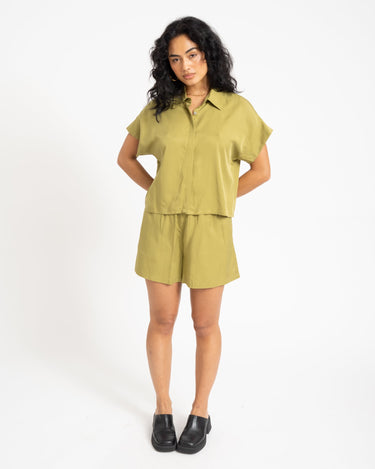 TILTIL Elin Tencel Short Sleeve Blouse Moss Green - Things I Like Things I Love