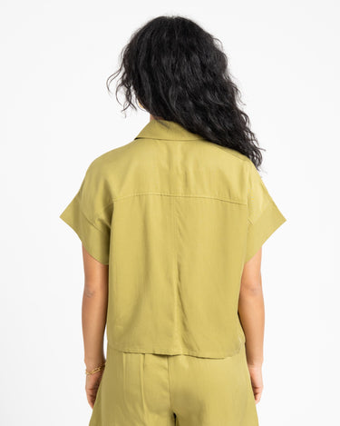 TILTIL Elin Tencel Short Sleeve Blouse Moss Green - Things I Like Things I Love