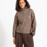 TILTIL Ellie Striped Zipper Cardigan Bruin - Things I Like Things I Love
