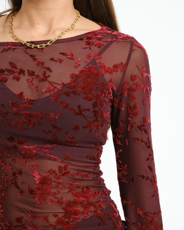 TILTIL Emilia Mesh Longsleeve Bordeaux - Things I Like Things I Love