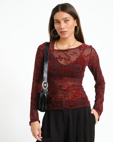 TILTIL Emilia Mesh Longsleeve Bordeaux - Things I Like Things I Love