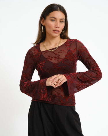 TILTIL Emilia Mesh Longsleeve Bordeaux - Things I Like Things I Love