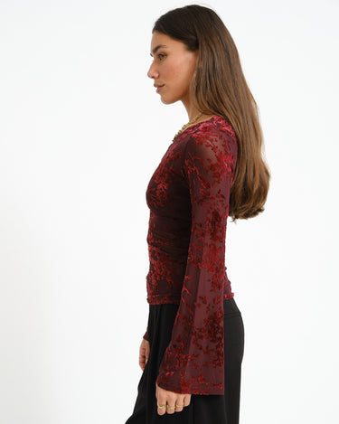 TILTIL Emilia Mesh Longsleeve Bordeaux - Things I Like Things I Love