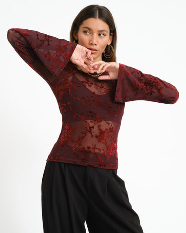 TILTIL Emilia Mesh Longsleeve Bordeaux - Things I Like Things I Love