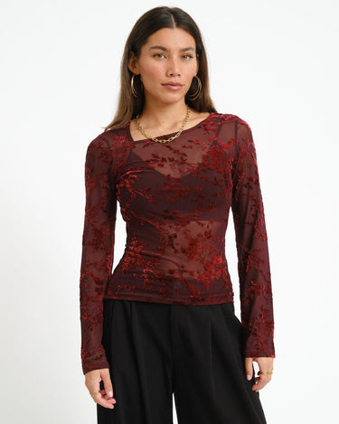 TILTIL Emilia Mesh Longsleeve Bordeaux - Things I Like Things I Love