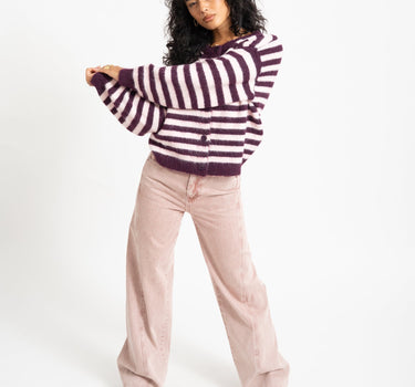 TILTIL Emily Striped Cardigan Bordeaux - Things I Like Things I Love