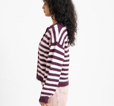 TILTIL Emily Striped Cardigan Bordeaux - Things I Like Things I Love