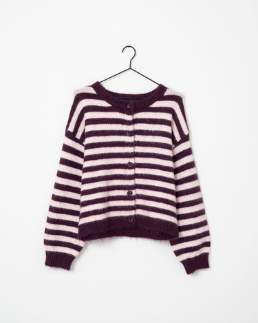 TILTIL Emily Striped Cardigan Bordeaux - Things I Like Things I Love
