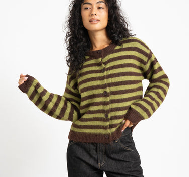 TILTIL Emily Striped Cardigan Bruin - Things I Like Things I Love
