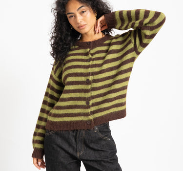 TILTIL Emily Striped Cardigan Bruin - Things I Like Things I Love