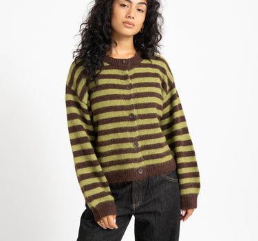 TILTIL Emily Striped Cardigan Bruin - Things I Like Things I Love