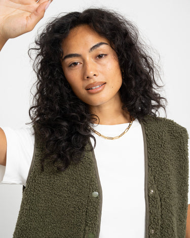 TILTIL Esmay Teddy Gilet Olijf - Things I Like Things I Love