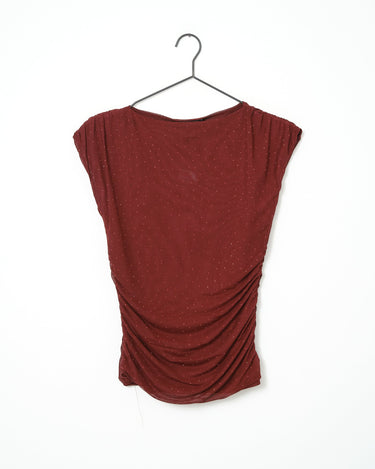 TILTIL Eve Sparkle Draped Top Bordeaux - Things I Like Things I Love
