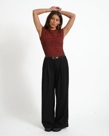 TILTIL Eve Sparkle Draped Top Bordeaux - Things I Like Things I Love