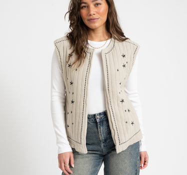 TILTIL Evi Emboidery Gilet Taupe - Things I Like Things I Love