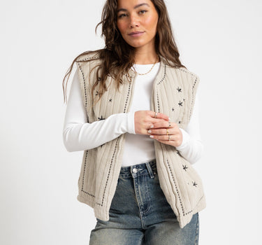 TILTIL Evi Emboidery Gilet Taupe - Things I Like Things I Love