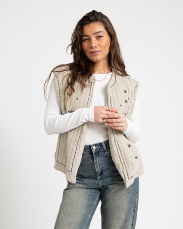 TILTIL Evi Emboidery Gilet Taupe - Things I Like Things I Love
