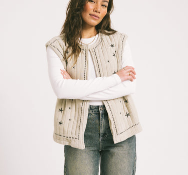 TILTIL Evi Emboidery Gilet Taupe - Things I Like Things I Love