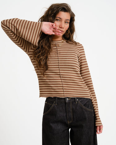TILTIL Farah Flared Longsleeve Striped Brown - Things I Like Things I Love