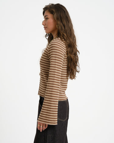 TILTIL Farah Flared Longsleeve Striped Brown - Things I Like Things I Love