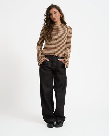 TILTIL Farah Flared Longsleeve Striped Brown - Things I Like Things I Love