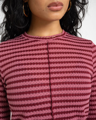 TILTIL Farah Flared Longsleeve Striped Dark Pink - Things I Like Things I Love