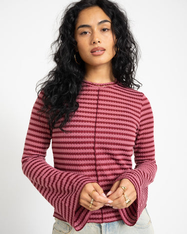 TILTIL Farah Flared Longsleeve Striped Dark Pink - Things I Like Things I Love