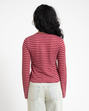 TILTIL Farah Flared Longsleeve Striped Dark Pink - Things I Like Things I Love