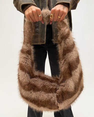 TILTIL Freddy Faux Fur Stripe Brown - Things I Like Things I Love