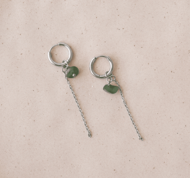 TILTIL Gem Chain Drop Earrings Zilver Groen - Things I Like Things I Love