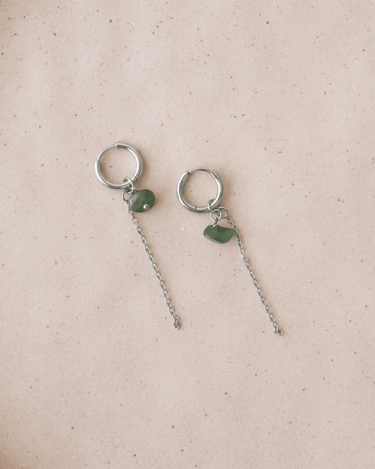TILTIL Gem Chain Drop Earrings Zilver Groen - Things I Like Things I Love