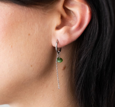 TILTIL Gem Chain Drop Earrings Zilver Groen - Things I Like Things I Love