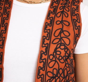 TILTIL Gigi Emboidered Gilet Bright Rust - Things I Like Things I Love