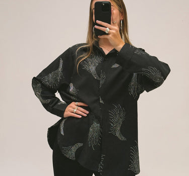 TILTIL Gilly Glitter Blouse Dark Grey Silver One Size - Things I Like Things I Love