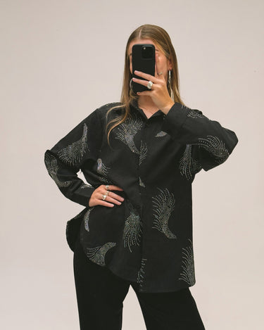 TILTIL Gilly Glitter Blouse Dark Grey Silver One Size - Things I Like Things I Love
