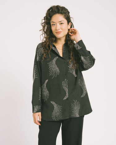 TILTIL Gilly Glitter Blouse Dark Grey Silver - Things I Like Things I Love